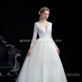 China 2021 personalized custom V-neck lace applique long sleeve princess wedding dress Supplier